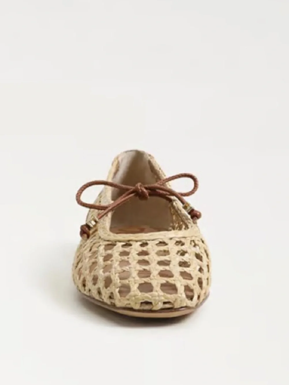 SAM EDELMAN MARCIE BALLET FLATS IN BLEACHED BEECHWOOD TAN WEAVE 8.5
